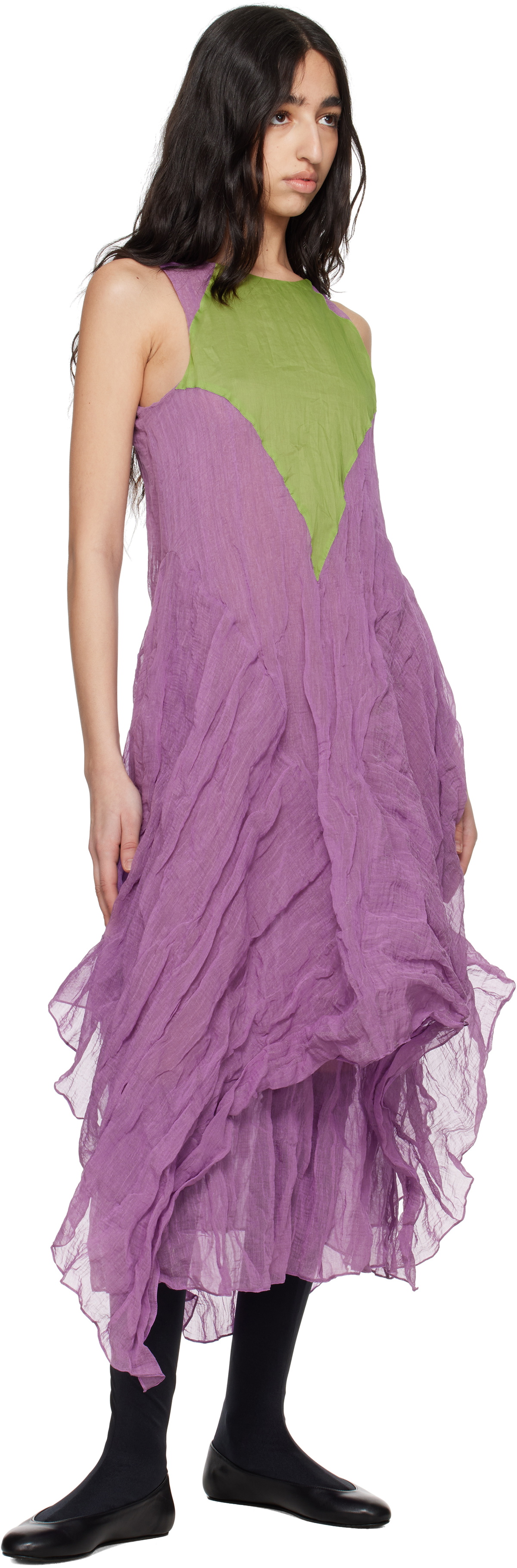 Kiko Kostadinov Purple & Green Shura Sleeveless Maxi Dress