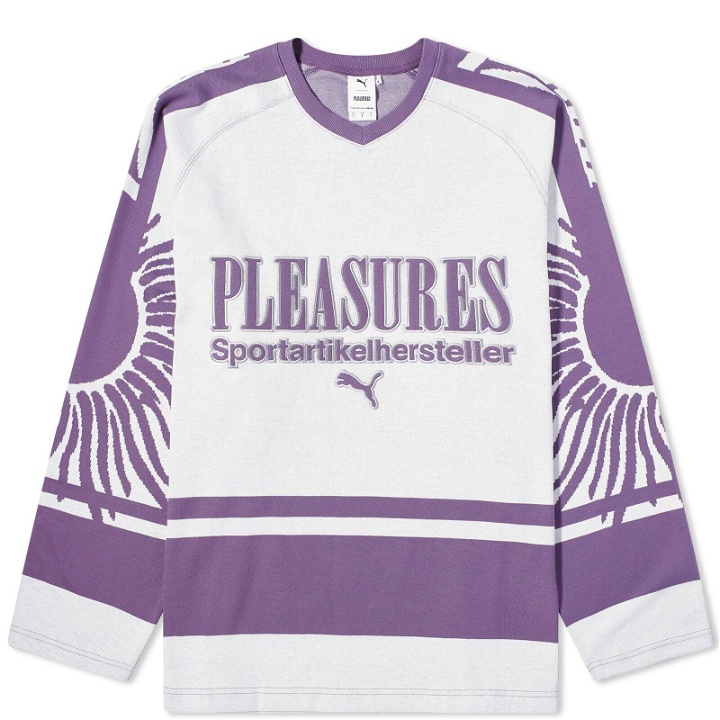 Photo: Puma Men's x Pleasures Hockey Jersey in Puma Men's White