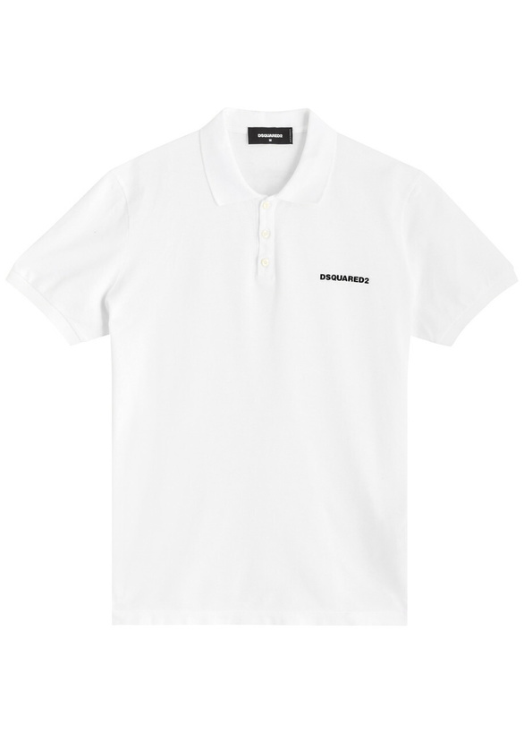 Photo: DSQUARED2 Logo Piqué Cotton Polo Shirt White