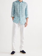 120% - Floral-Print Linen Shirt - Blue