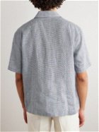 De Petrillo - Houndstooth Linen Shirt - Blue