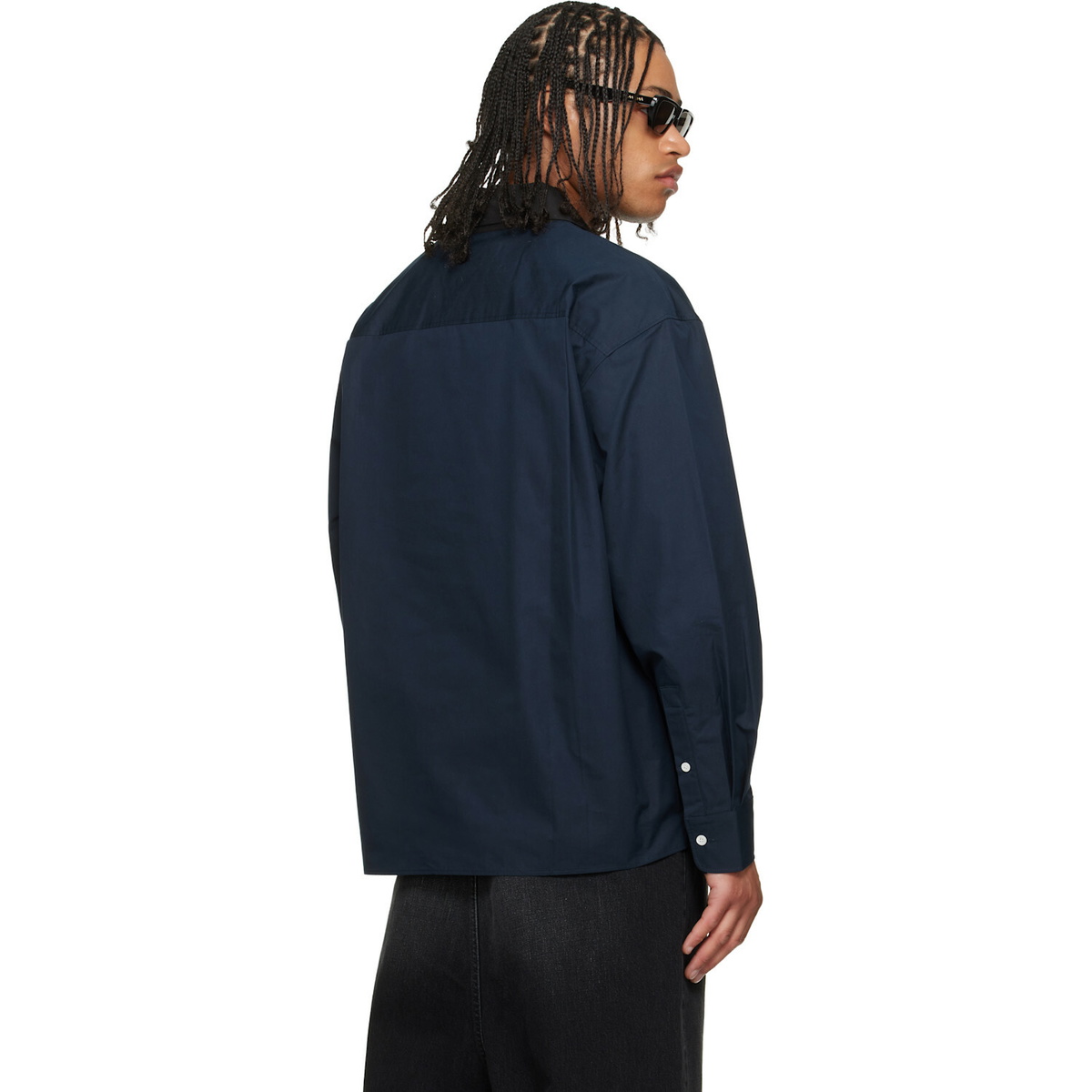 Marni Navy Poplin Zip Bib Shirt