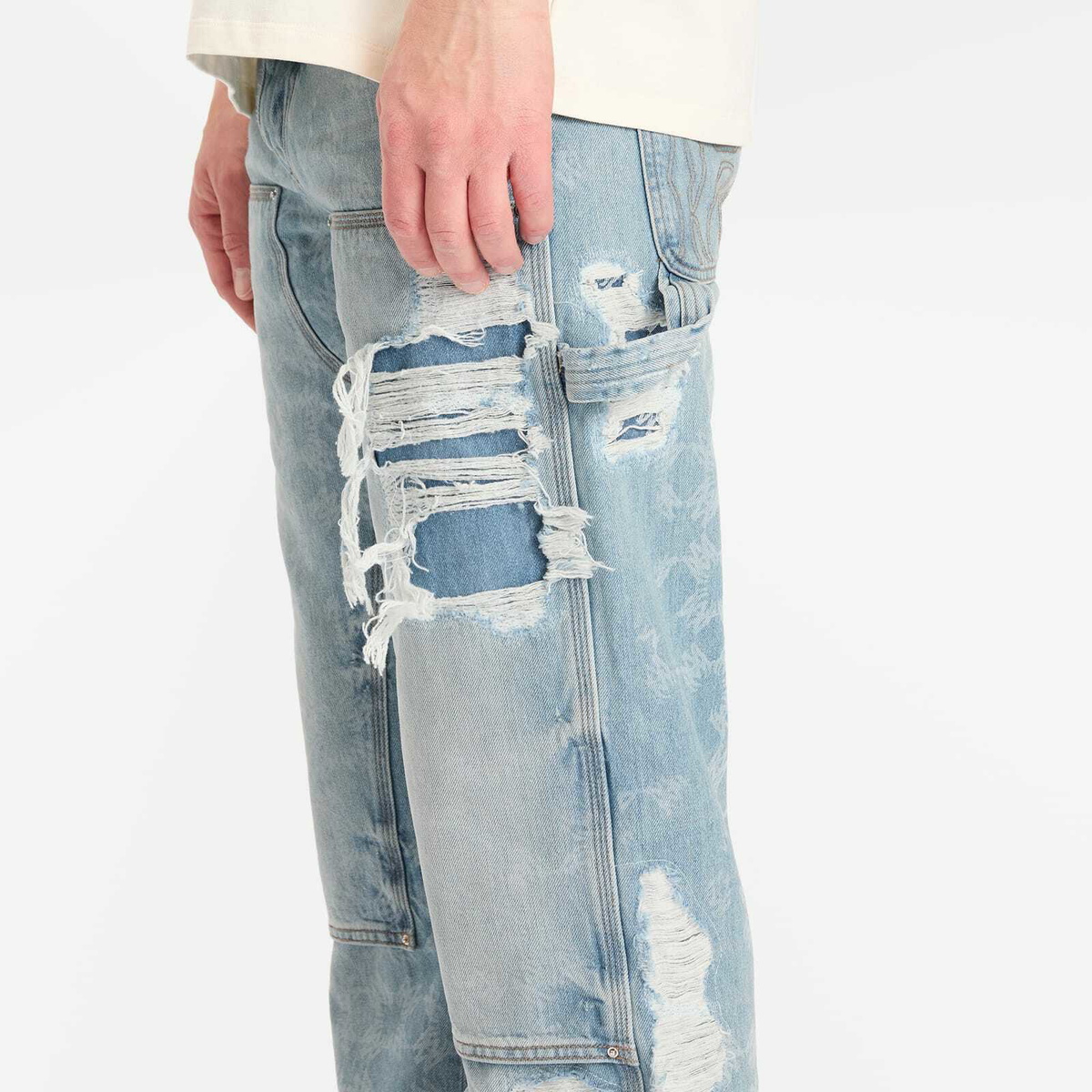 AMIRI Men's Denim Repair Carpenter Jean in Faded Indigo Amiri
