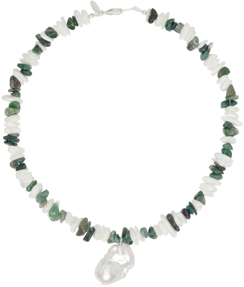 Santangelo SSENSE Exclusive Off-White & Green Kitano Necklace