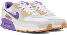 Nike White & Purple Air Max 90 Sneakers