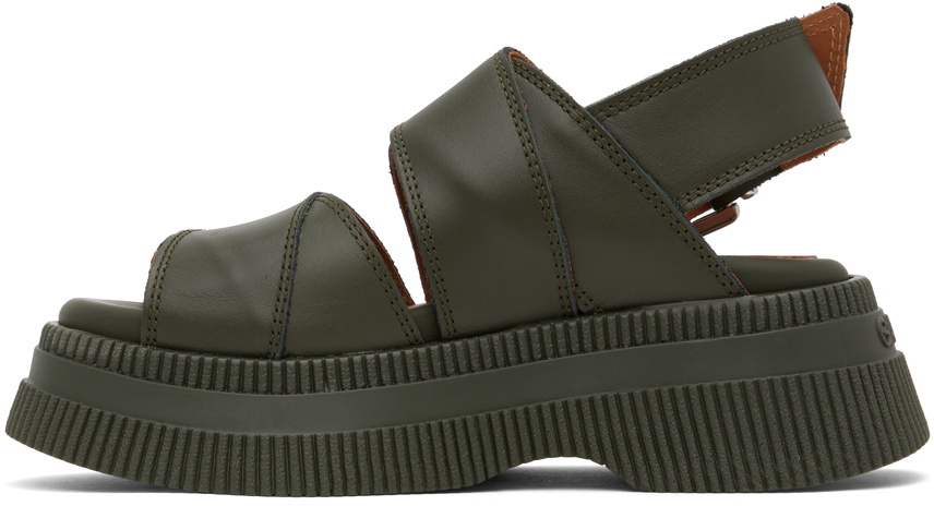 Khaki Platform Sandals by GANNI on Sale