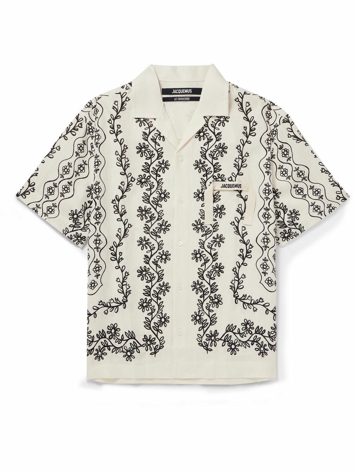 Jacquemus - Jean Camp-Collar Webbing-Trimmed Floral-Print Linen Shirt ...