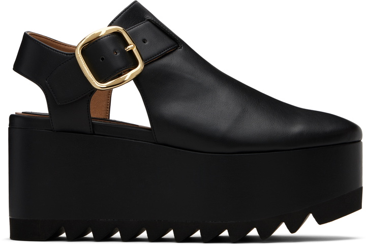 Photo: Stella McCartney Black Elyse Closed-Toe T-Bar Platform Sandals