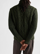 Inis Meáin - Cable-Knit Donegal Merino Wool and Cashmere-Blend Rollneck Sweater - Green