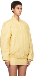 REMAIN Birger Christensen Yellow Insulated Leather Bomber Jacket