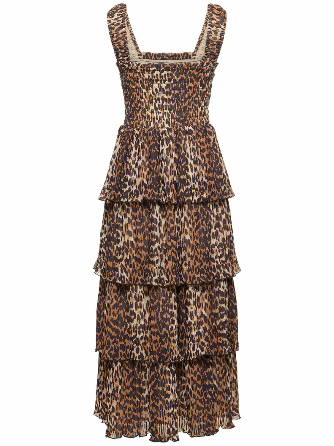 ganni ruffled pleated printed georgette midi dress Ganni + Ruffled floral-print pliss-georgette midi dress