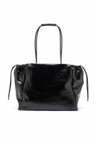 Diesel Scrunch-D - Tote bag in shiny wrinkled leather - Shopping Bags Womens in Black