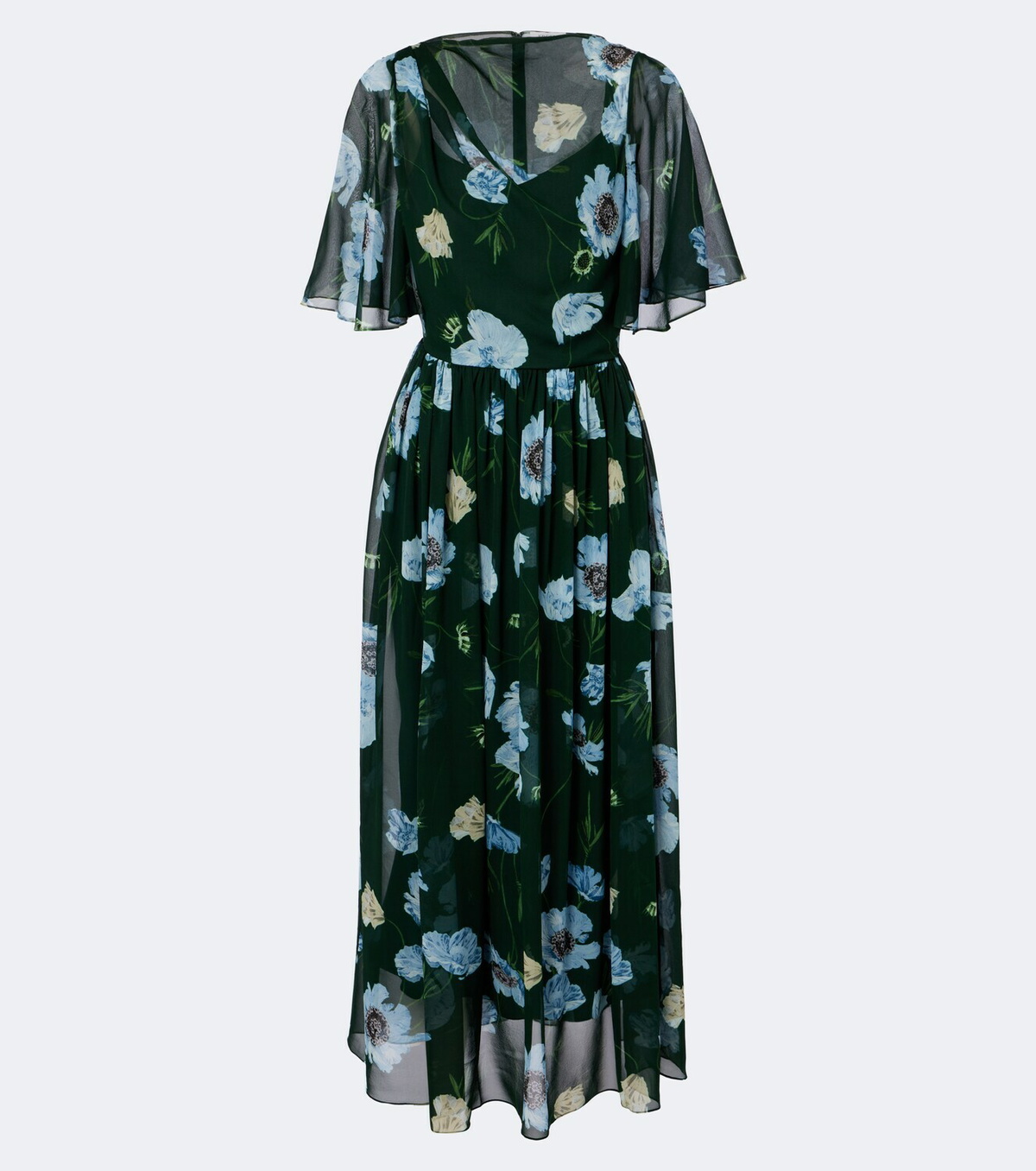 Erdem Floral draped silk voile midi dress