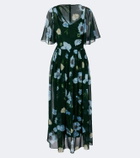 Erdem Floral draped silk voile midi dress