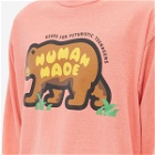 Human Made Men's Long Sleeve Bear T-Shirt in Pink