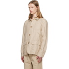 Polo Ralph Lauren Beige Linen Herringbone Utility Jacket