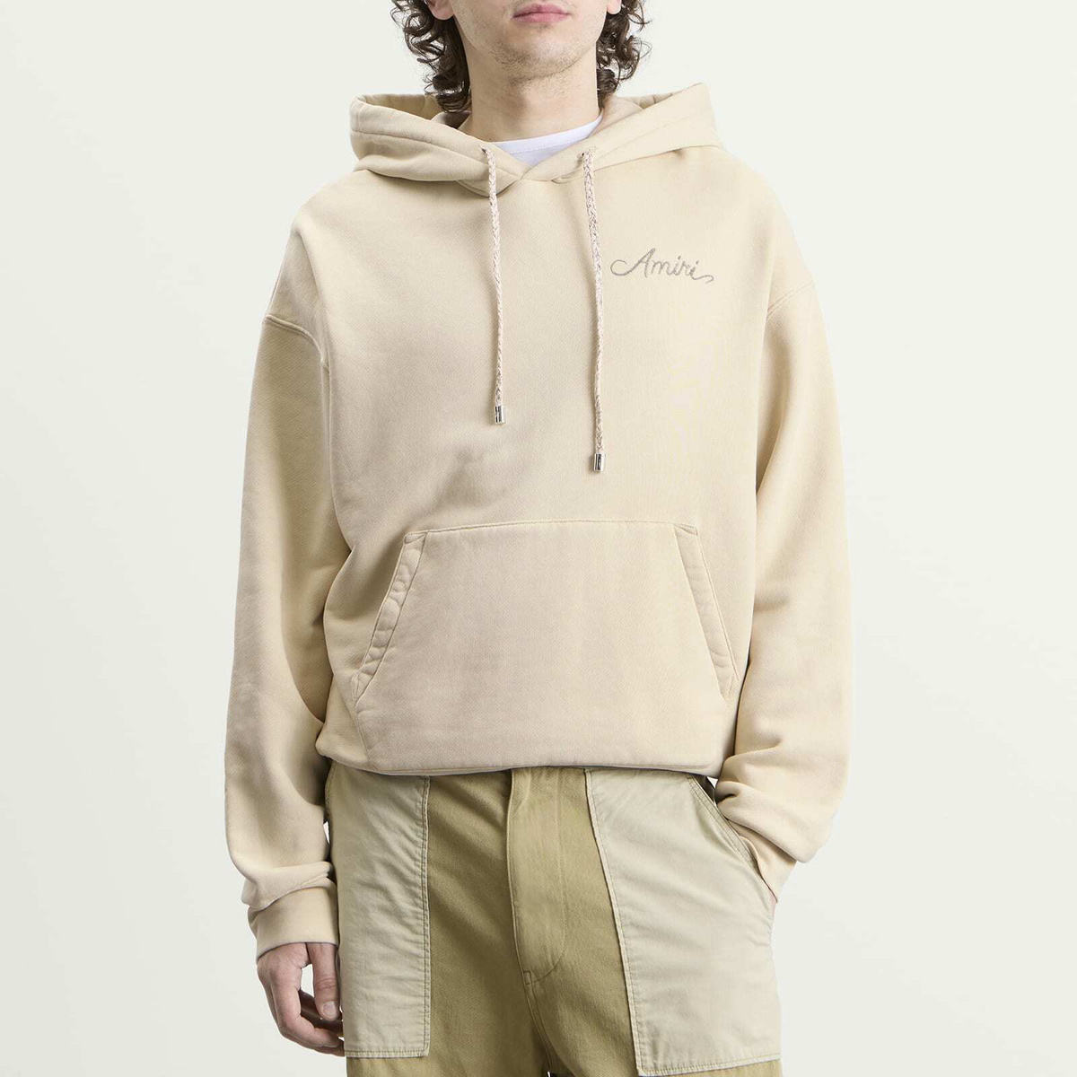 Amiri Men's MA Check Patch Skate Hoodie in Alabaster