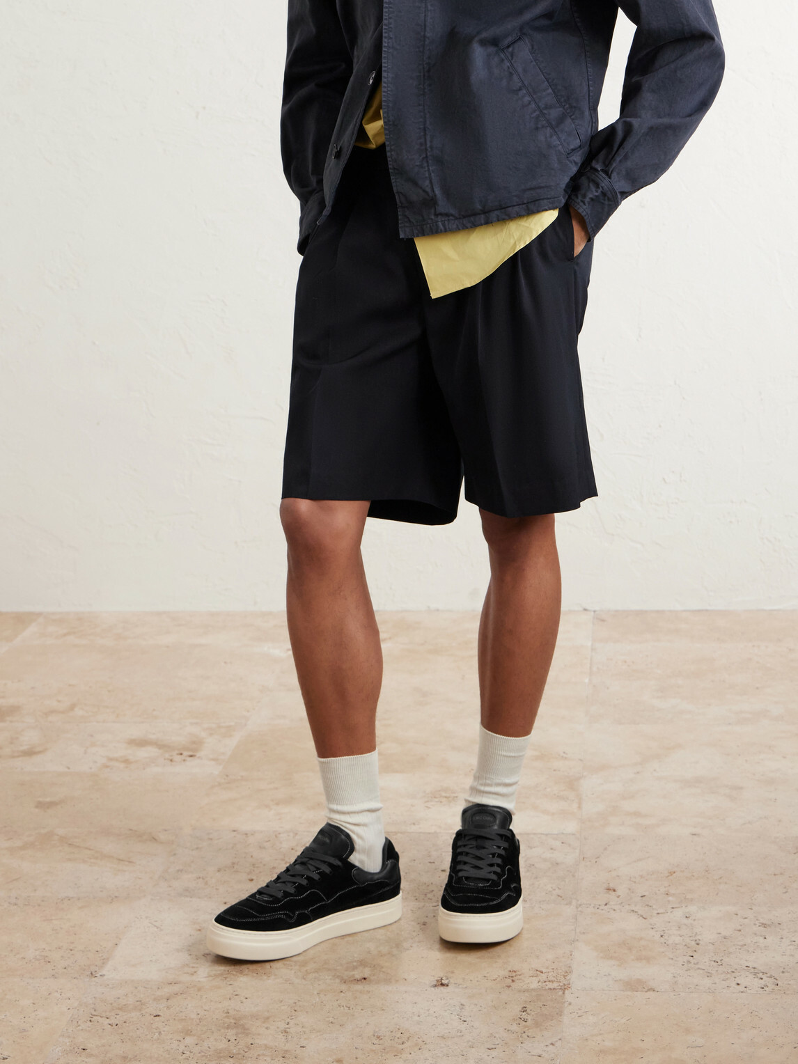 Omni - Matta Leather-Trimmed Suede Sneakers - Black
