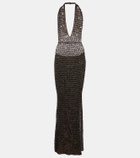Aya Muse Enodia sequined halterneck maxi dress