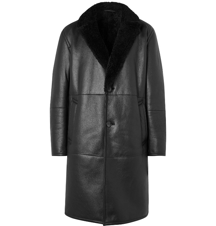 Photo: Mr P. - Shearling-Lined Leather Coat - Black