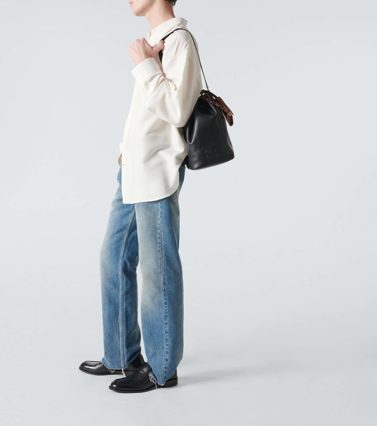 Miu Miu Logo leather bucket bag Miu Miu