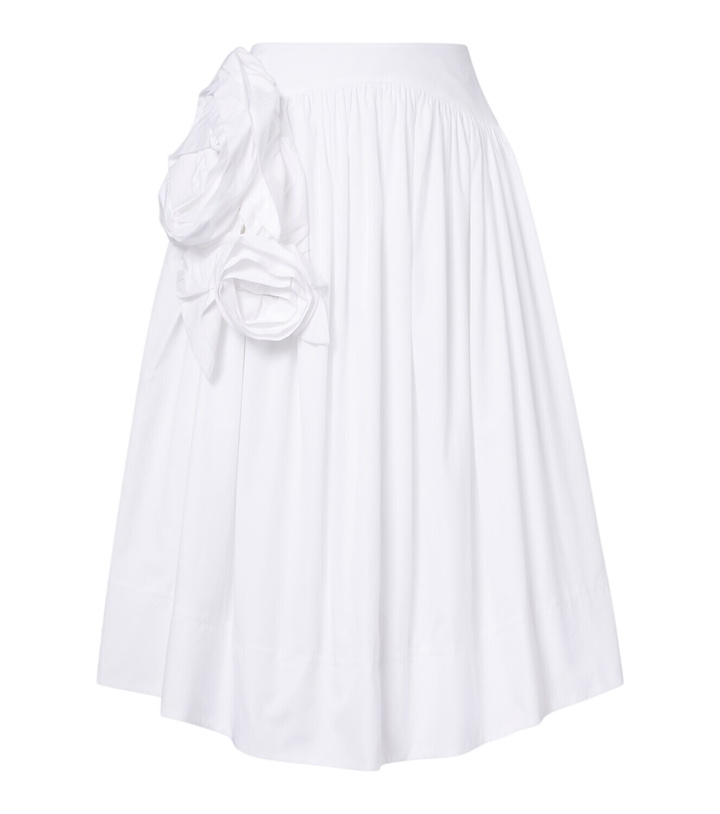 Photo: Simone Rocha Floral-appliqué cotton poplin midi skirt