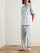 Hanro - Carl Logo-Jacquard Striped Mercerised Cotton-Poplin Pyjama Set - Blue