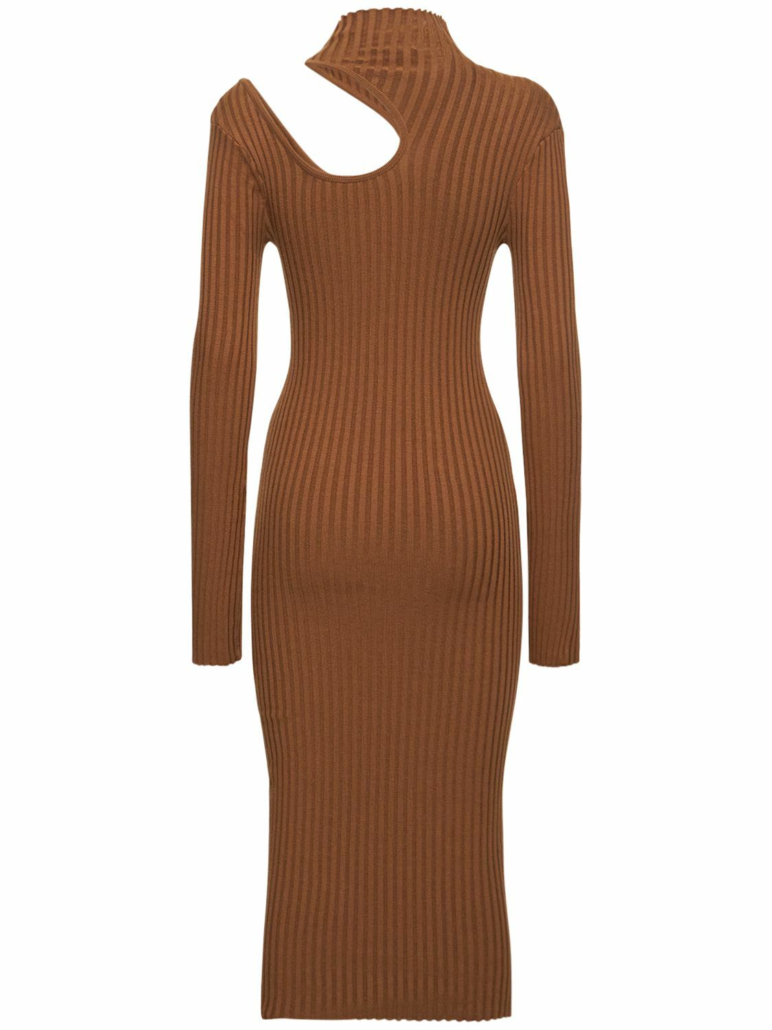 black long sleeve dress knit Long Sleeve Rib Knit Mini Dress main image 1