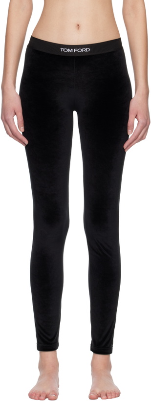 Photo: TOM FORD Black Stretch Lustrous Velour Signature Leggings