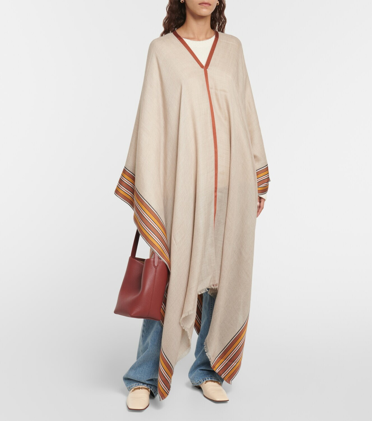Loro Piana The Suitcase Stripe silk and cashmere poncho Loro Piana