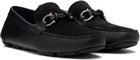 Ferragamo Black Gancini Buckle Driver Loafers