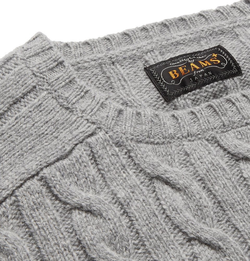 Beams Plus - Cable-Knit Wool-Blend Sweater - Gray Beams Plus