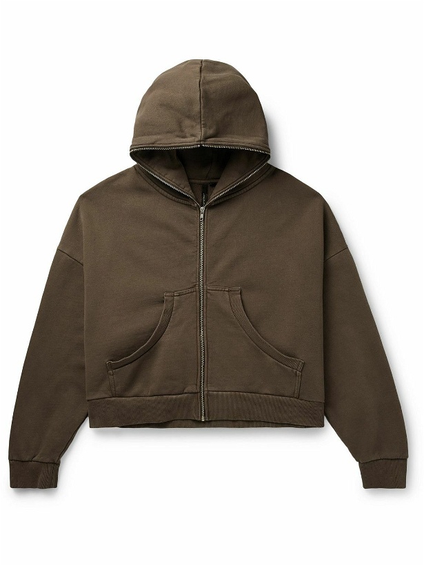 Photo: Entire Studios - Eternal Enzyme-Washed Organic Cotton-Jersey Zip-Up Hoodie - Brown