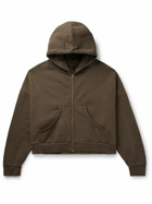 Entire Studios - Eternal Enzyme-Washed Organic Cotton-Jersey Zip-Up Hoodie - Brown