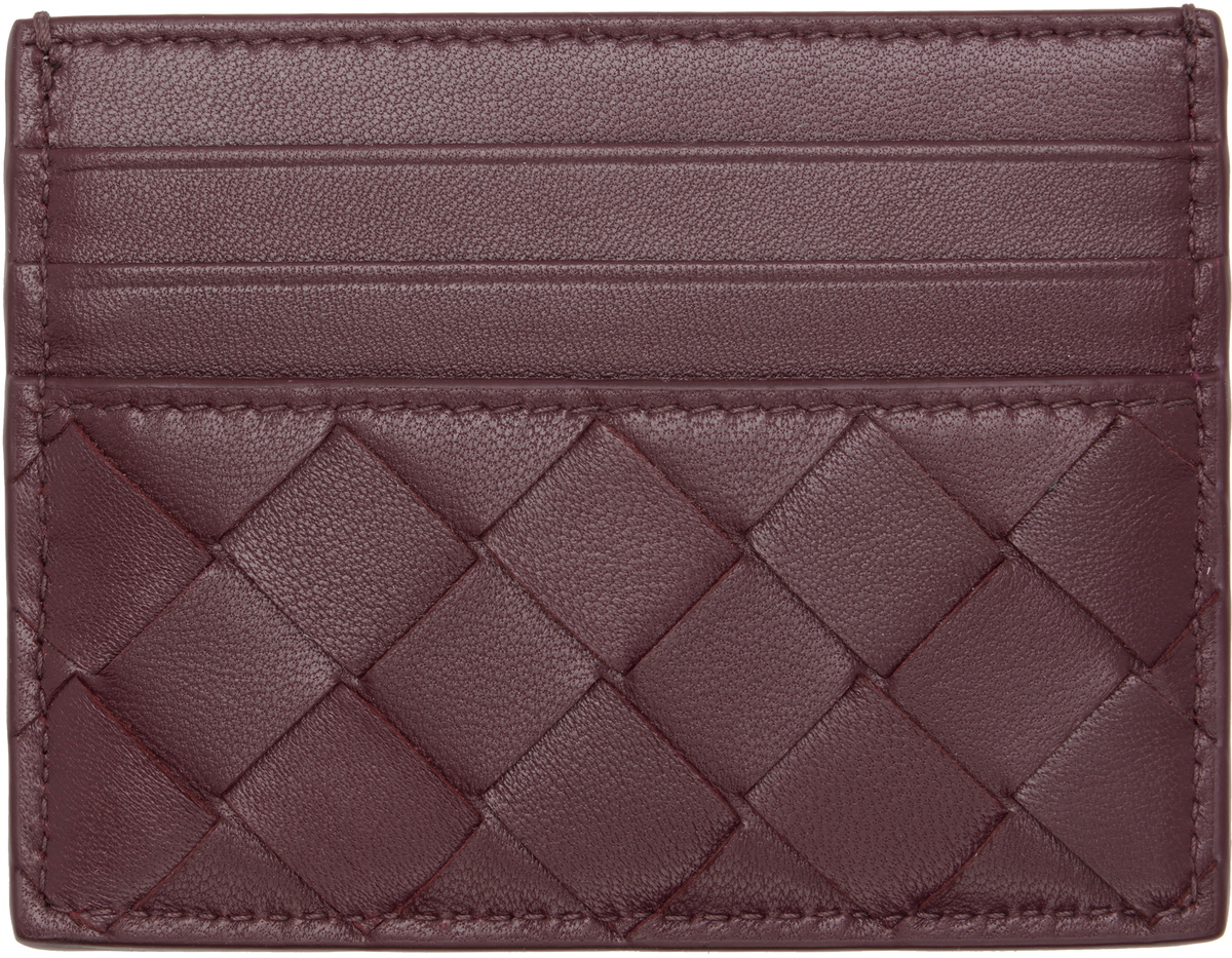 Bottega Veneta Burgundy Intrecciato Credit Card Holder