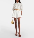Zimmermann Acacia ruffled embroidered ramie blouse