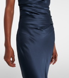 The Sei Ruched strapless silk satin corset dress