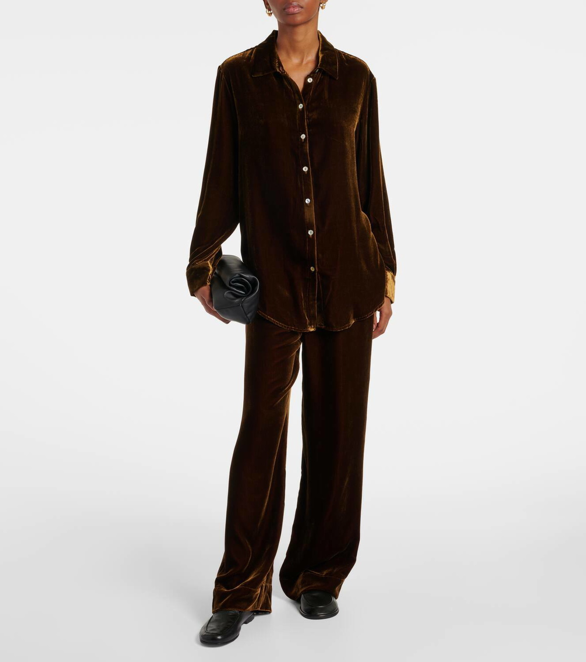 Asceno London velvet pajama shirt