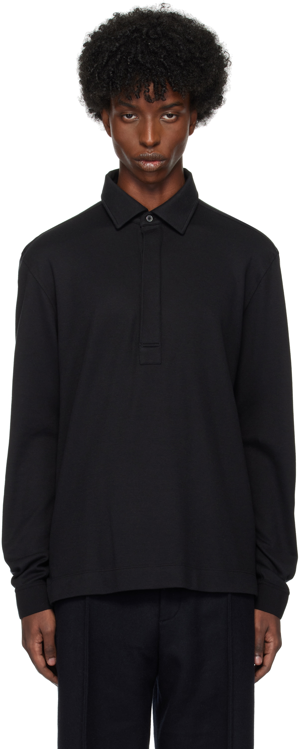 ZEGNA Black Long-Sleeve Polo Zegna