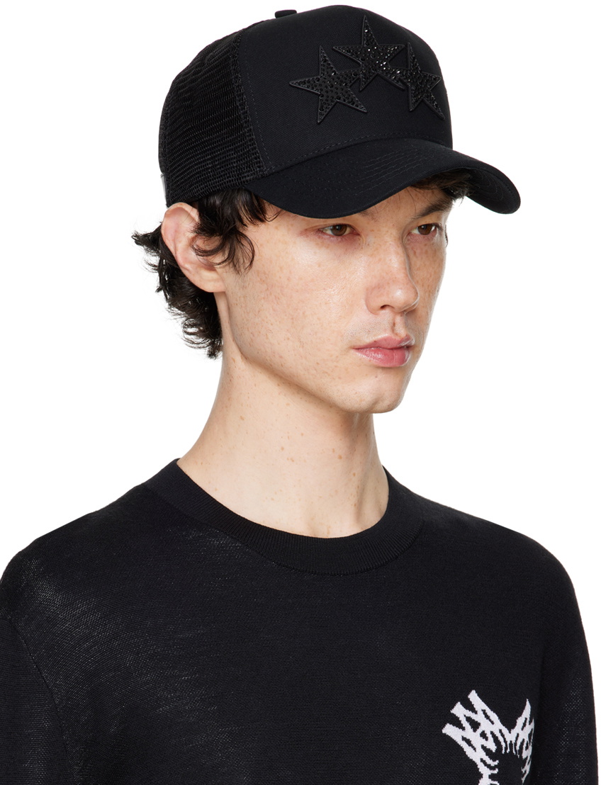 AMIRI Black Crystal 3 Star Trucker Cap Amiri