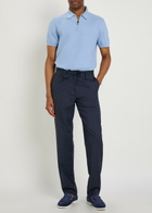 Canali Tapered-leg Wool Trousers Navy