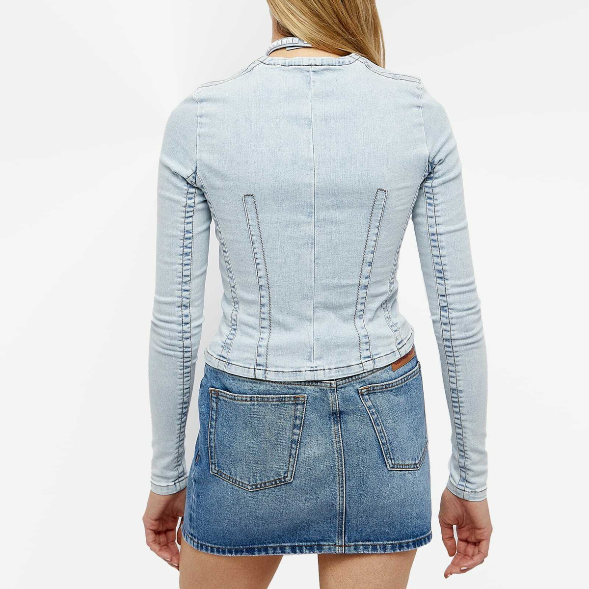 Womens Fitted Denim Jackets Stretch Mid Blue Jean Jacket Size 8 10 12 14 6  | eBay