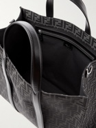 Fendi - Leather-Trimmed Logo-Jacquard Canvas Tote Bag