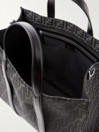 Fendi - Leather-Trimmed Logo-Jacquard Canvas Tote Bag