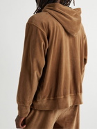 Les Tien - Garment-Dyed Cotton-Blend Velour Hoodie - Brown