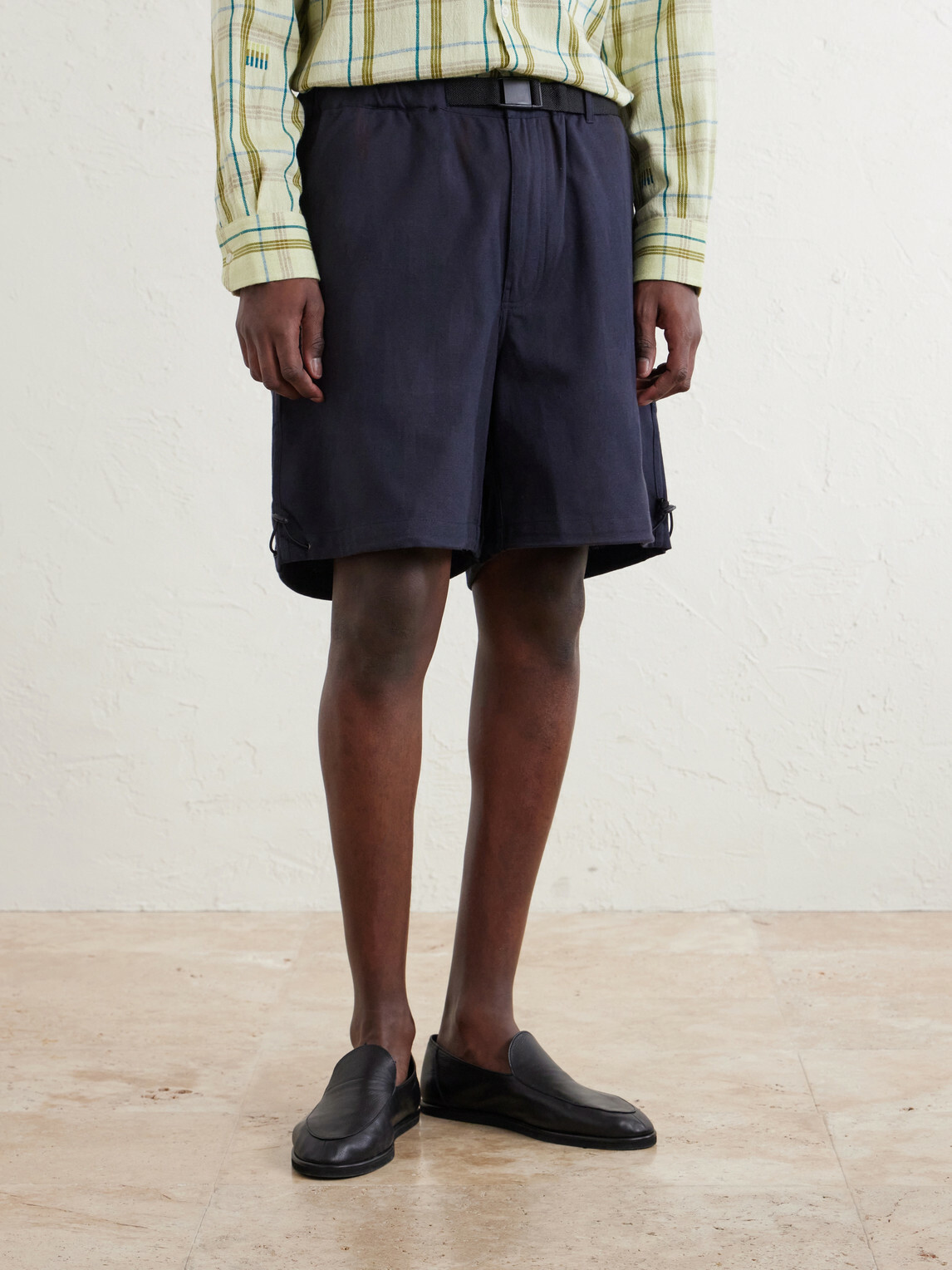 Kardo - Kami Wide-Leg Belted Cotton Shorts - Black
