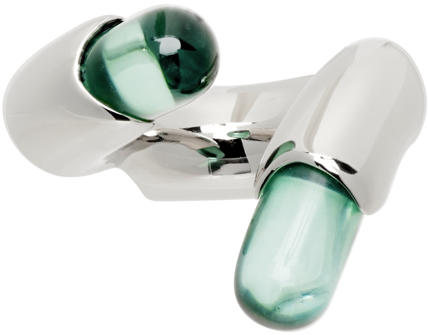 Lorette Colé Duprat Silver & Green Resin Ring