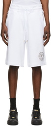 Versace Jeans Couture White V-Emblem Shorts