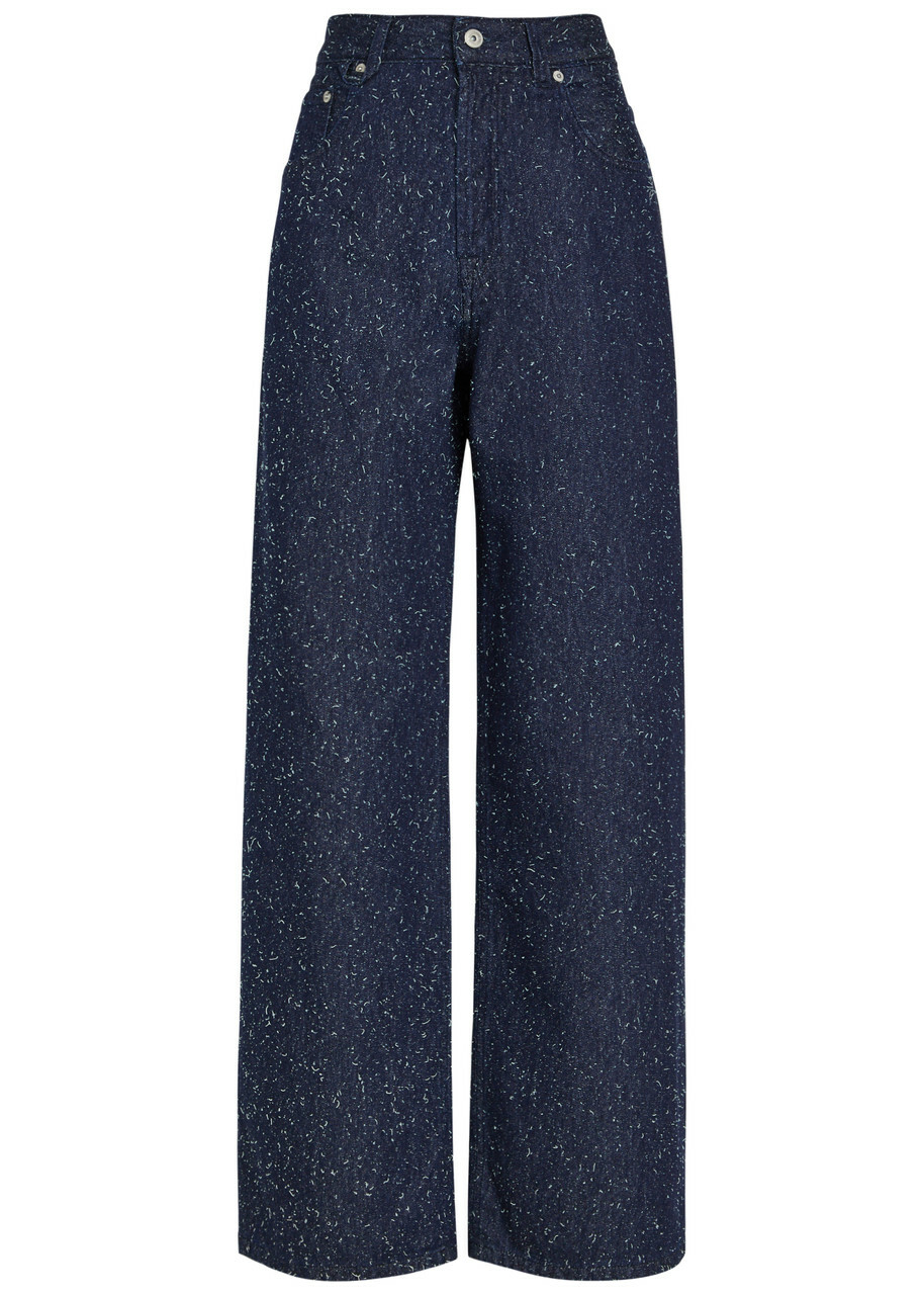 Jacquemus Le De-nimes Large Frayed Wide-leg Jeans Navy