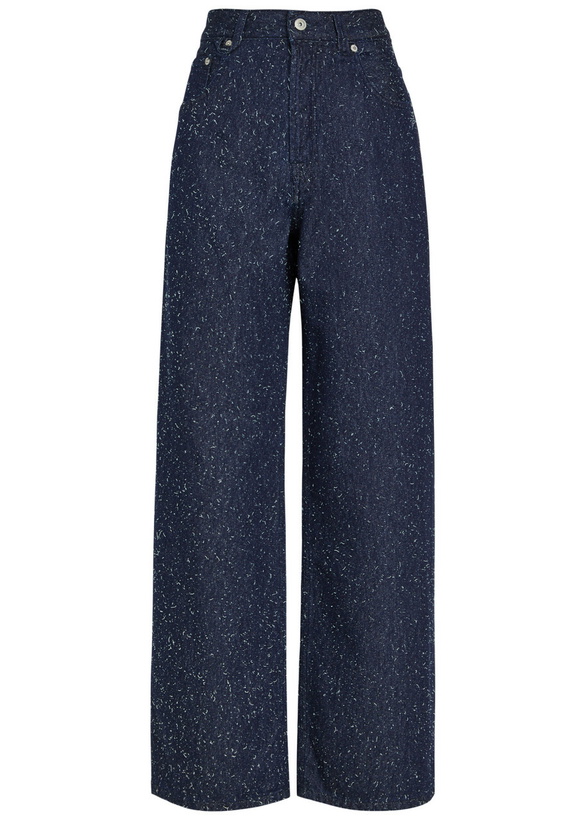Photo: Jacquemus Le De-nimes Large Frayed Wide-leg Jeans Navy